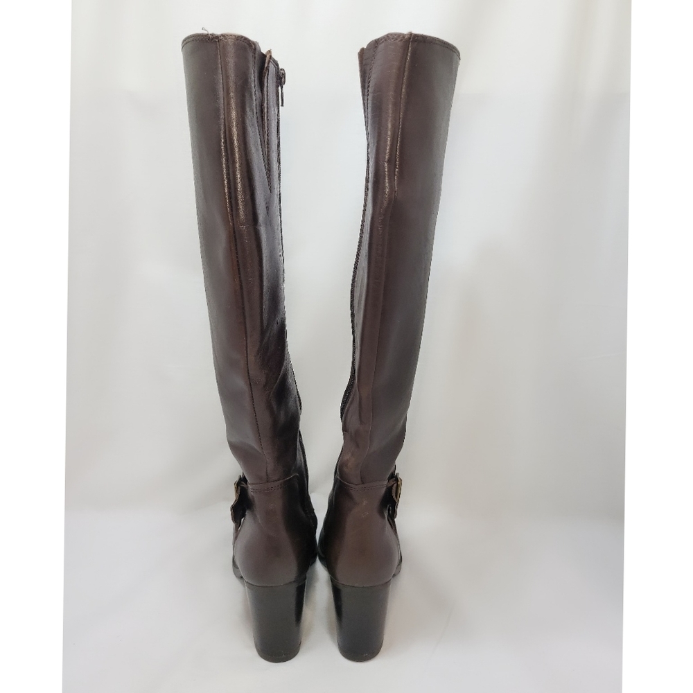 Aldo Tall Heeled Riding Boots Leather Zip 9.5 - Picture 3 of 12